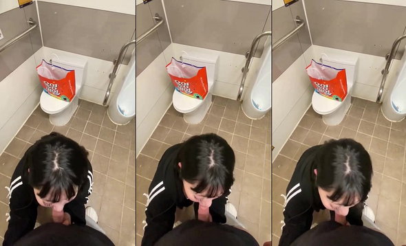 Lén lút trong nhà vệ sinh nam siêu thị em mút chùn chụt như chết đói