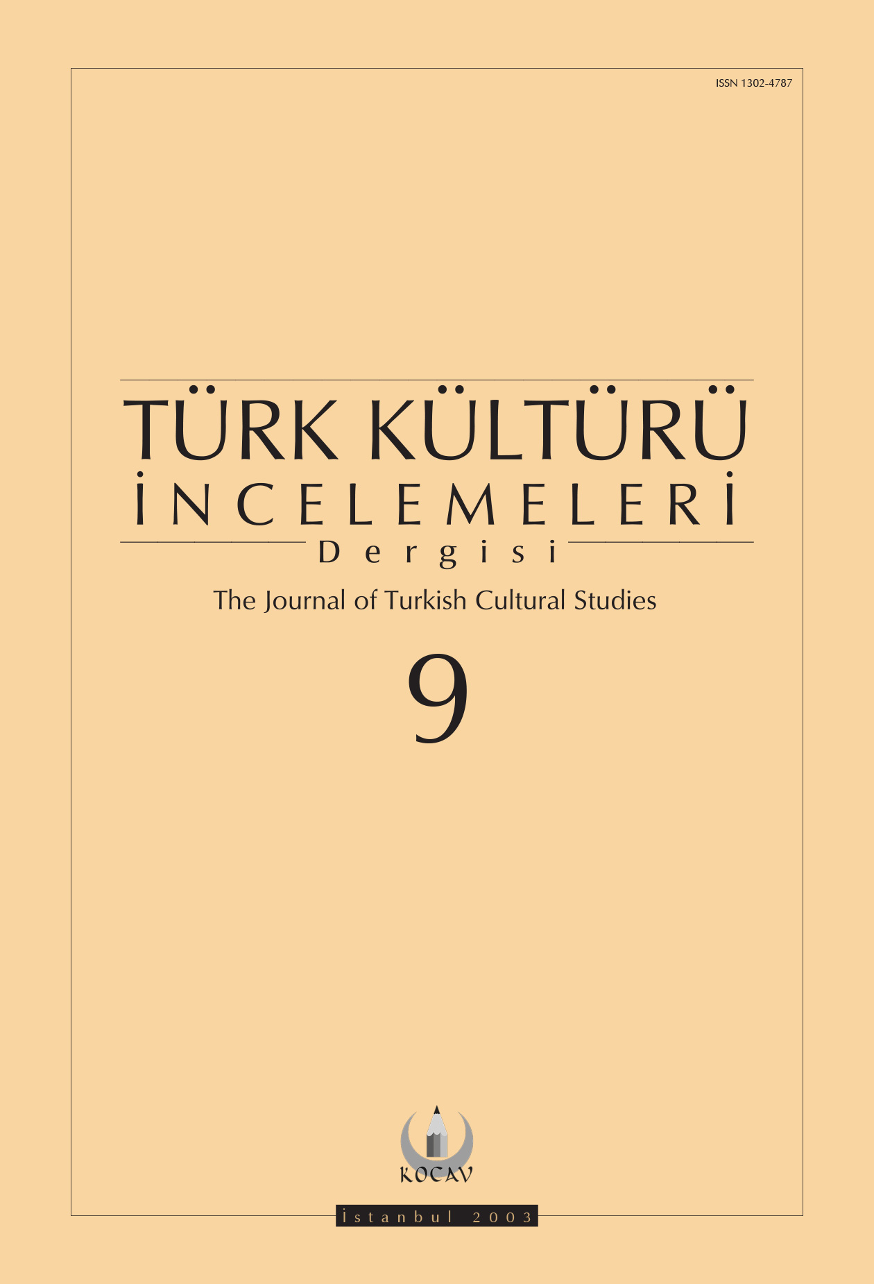 Türk Kültürü İncelemeleri Dergisi Sayı 9